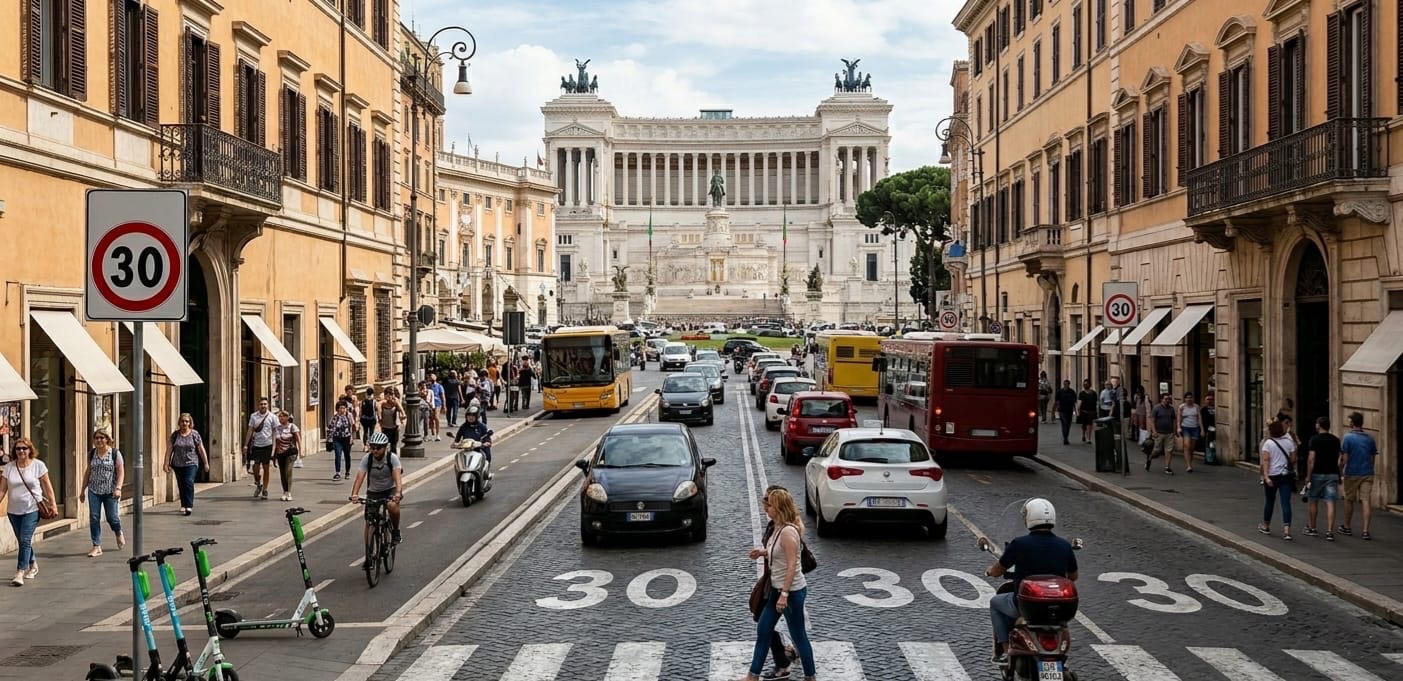 Roma a passo d’uomo: il Centro Storico diventa “Zona 30” tra sicurezza e polemiche